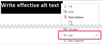 Microsoft PowerPoint Link menu