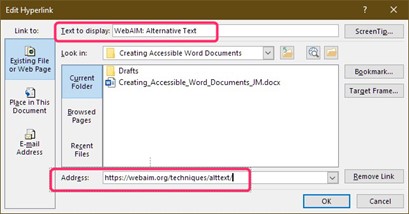 Creating hyperlink in Microsoft PowerPoint