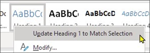 Update Heading to Match Selection in Microsoft Word for Windows