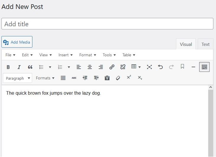 Editing interface for the WordPress Content Management System
