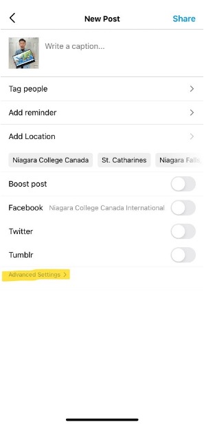 After uploading your image, at the bottom of the interface, tap on “Advanced settings”